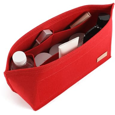 Doxo Felt Organizer Insert Handbag&Tote Purse Organizer Insert Large with Zipper Bag Fits for Speedy and Neverfull MM red Size: L