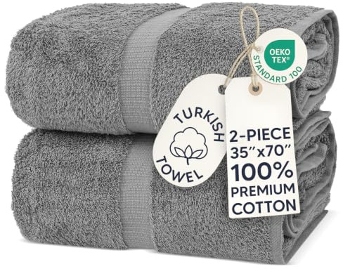 Chakir Turkish Linens, 100% Cotton Premium Quality Turkish Bath Sheets (35''x70'' Large Bath Sheet Towels - Gray)