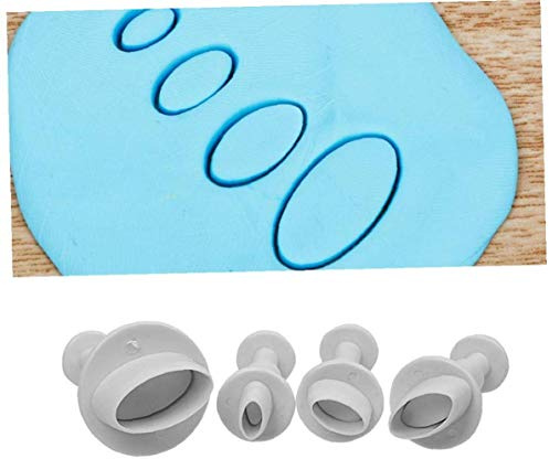 4pcs/set Fondant Cutters Tools, Oval Shape Fondant Plunger for Diy Baking Mold Cake Decorating Tools