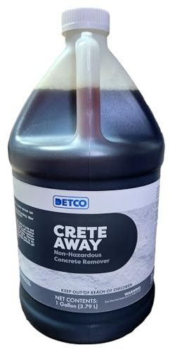 Detco Crete Away Concrete Remover & Dissolver – Non Toxic, Biodegradable, Acid Free Cement Cleaner for Dried Grout, Mortar, Stucco & Splatter Removal on Cars, Tools, Painted Surfaces, 1 Gallon