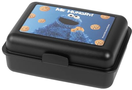 United Labels Sesamstraße Brotdose mit Trennwand 17,5x12,8x6,9 cm, Schwarz, Krümelmonster Lunchbox Me Hungry!, Brotbox spülmaschinenfest