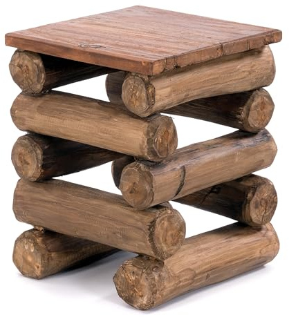 DESIGN DELIGHTS TEAKHOLZ HOCKER Block 38 | 30x30x39cm (BxTxH), Teak Altholz | Massivholz Sitzhocker, Holzhocker, Pflanzenhocker, Beistelltisch | Farbe: 01 Natur-Vintage