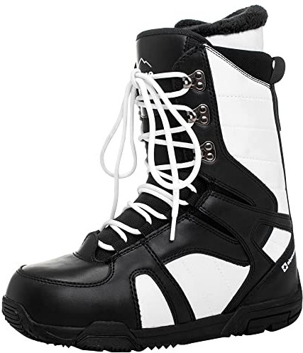 Alpine Swiss Men's Snowboard Boots | Waterproof, Custom-Fit Liner, Medium Flex for All-Mountain Riding, Winter Snow Boots Black White 10 M US