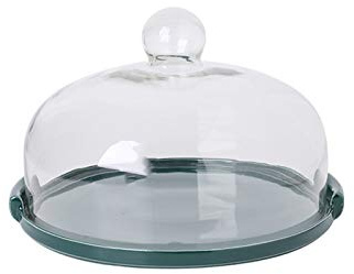 ZEELYDE Food Covers,Splatter Covers,Housewarming Party Dessert Display Server, Dessert Shop Cake Storage Container Binaural Smooth Ceramic PlatesAnd Glass Dome Cover Cheese Dome