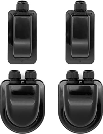 Yuhtech 4 Stück Schwarz Wasserdicht ABS Solar Dachdurchführung Solar Kabeldurchführung für Wohnmobil, Wohnmobil, Reise, Anhänger, Boot, 2pcs 2-Fach Anschlussdose, 2pcs 1-Fach Anschlussdose