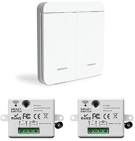 Bkiyougo interrupteur sans fil, prise telecommande sans fil, interrupteur de sécurité de l'émetteur RF et contrôleur de récepteur 10A, installation facile pour lampe jusqu'à 1500W