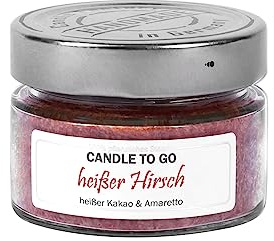 Candle Factory Candle TO GO Duftkerzen aus pflanzlichem Stearin im modernen Schraubdeckelglas, ca. 20h Brennzeit, Duft: heißer Hirsch