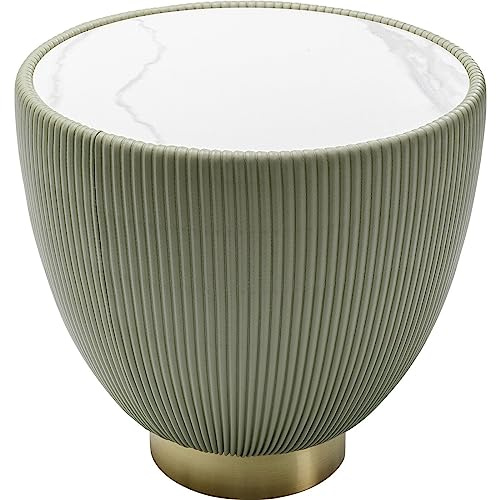 Kare Design Beistelltisch Endless Vegas, Grün, 47cm Durchmesser, Couchtisch, Wohnzimmertisch, rund, Keramik Tischplatte, Stahlgestell, Holz Verkleidung, 45x47x47 cm (H/B/T)
