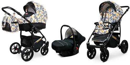 BabyLux® Carrito de Bebé Sistema de Viaje Set 3 en 1 - Miracle - incl. Capazo, Silla de Paseo, Silla Coche - Cochecito - con Bolso cambiador, Cubierta para la lluvia, Mosquitera etc.
