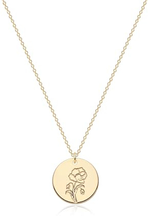 Jenosy Kette Damen Gold Kette mit Geburtsblumen Personalisierte Kette mit Blume Zarte Halskette mit Geburtsblumen Anhänger Hypoallergene 18K Vergoldete Kette Modeschmuck für Frauen und Mädchen