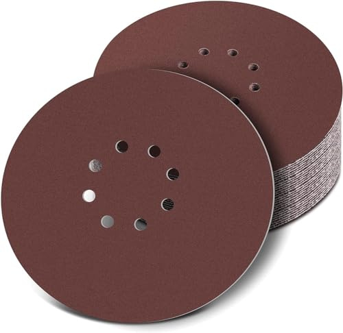 225mm Schleifscheiben Körnung 40, 30 Stück Schleifpapier 225mm Klett für Winkelschleifer, Grobschliff Schleifblätter für Metall, Holz, Beton, Rostentfernung & Schweißnahtentfernung(8 Loch)