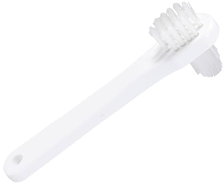 Kunststoff Prothesenbürste Nylon aus Stück 4 Doppelseitige | Langer Rutschfester Griff, für Zahnprothesen und Retainer, Großer und Kleiner Bürstenkopf, Blau