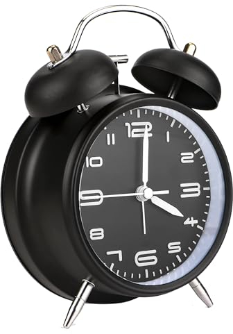 JSMTKJ Doppelglockenwecker mit Nachtlicht, Retro Kinder Wecker Analog Kinder Wecker Glockenenwecker mit großes Zifferblatt von 4 Zoll kein Ticken, geräuschlos Batteriebetrieben