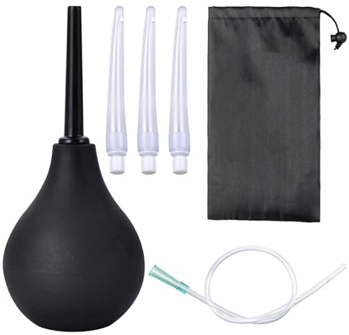 ZOCONE 224 ml Bombilla para Enema para Limpieza de Colon con 3 x Boquilla, 1 x Manguera de Silicona y Bolsa De Transporte, Enema Bulbo de Silicona Pera Lavativa Ducha Hombre, Diseño Antirreflujo