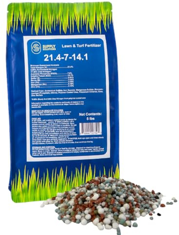Supply Solutions 21.4-7-14.1 Lawn and Turf Fertilizer with Iron - Achieves a Lush Green Lawn in Weeks - Turf Builder for All Grass Types - for Greener Grass Fertilizer (5lbs)