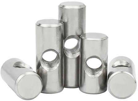 M4 M5 M6 304 Edelstahl Kreuzloch Zylindermutter Schrauben Zylinderstift Dübel Holzmöbel Eingebettete Verriegelungs-Langmutter (Size : OD6 M4x10(4PCS))