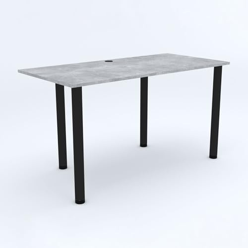 AKKE Gaming Tisch Schreibtisch Gamingtisch Computertisch 120 x 60 cm 3 cm Höhenverstellbar Metall PCV Laminiert Beton