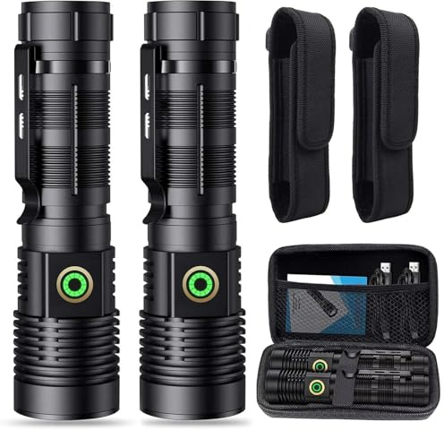 LED-ficklampa uppladdningsbar – ficklampa extremt ljus – minificklampa med 4 lägen, steglöst dimbar, magnetisk, vattentät taktisk ficklampa för utomhus, camping, polis, nödsituationer (TT-K2301)