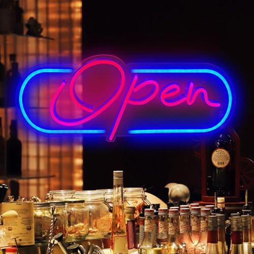 Neon öppen skylt för företag 42 x 16 cm LED öppen neonljus neonljus öppen skylt med USB-driven för fest bar salong kafé restauranger klubb hotell väggdekoration