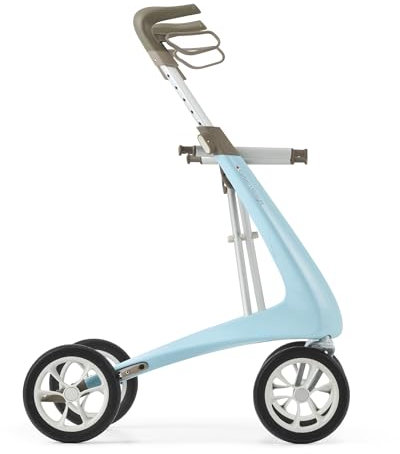 byACRE Carbonio Ultralight Rollator Walker – deambulatore in carbonio più leggero al mondo, solo 4,8 kg, uso interno ed esterno, pieghevole, con sedile e facile da trasportare (blu mattina, binario