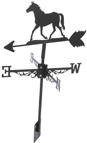 Happyyami Girouette Décorative au Sol Jardin Motif Cheval Courant, Girouette en Fer Résistante, Ailette Métallique pour Indicateur de Direction du Vent Extérieur