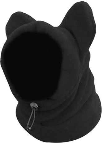 Hundemütze für hunde, Ohrenschützer hund, Verdickte, Gemütliche Polarfleece-Hundehaube - Waschbarer Kapuzenpullover mit Ohren, Ohrenschutz hund, Hunde ohrenschutz, Mütze mit ohren, für Tiere(Schwarz S