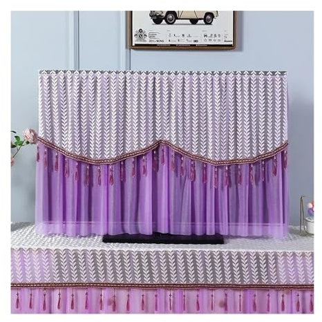 CQJJXKYC Outdoor TV Cover TV Covers Outdoor Dust Proof and Breathable TV Dust Cover Lace Power on Without Removing TV Cover Hanging Curved Tabletop Lace Covers(Color08,160x98cm)