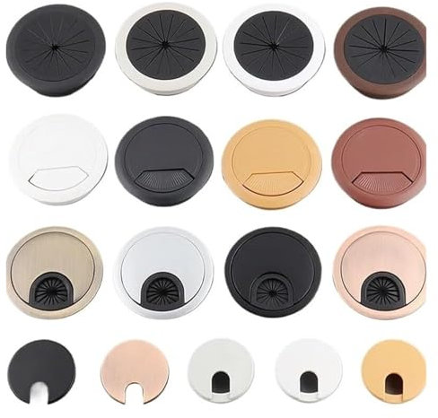 MBHHU Desktop Cable Organizer, Desk Cable Grommet，Cable Wire Grommets Eyelets 1PC Desk Table Plastic Cable Hole Cover 60/80mm PC Computer Desk Round Wire Tidy Grommet(Brown50mm)