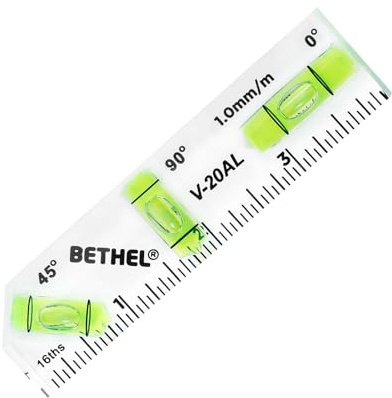 Bethel Mini Bubble Level 45°/90°/180°Pocket Spirit Shatterproof Level | 3-in-1 Cross-Check for Picture Hanging, Wall Framing, Tile Layout & DIY Measuring Tools