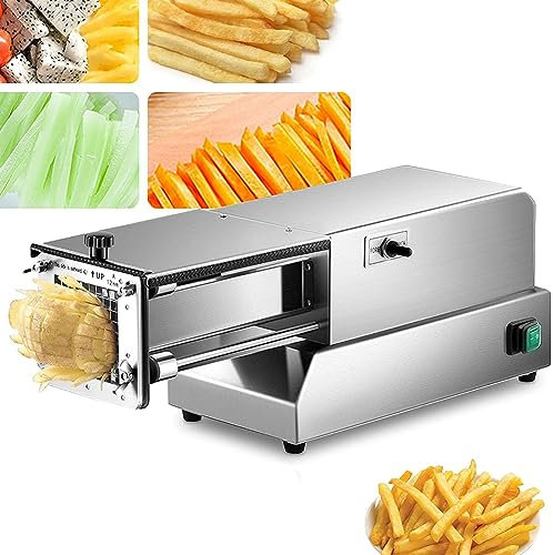 XNZJHPP Electric French Fry Cutter,Vegetable Fruit Chopper,Stainless Steel French Fry Cutter,Potato Chopper Vegetable Fruit Dicer,with 8/10/12mm Blades,for Kitchen (Silver)