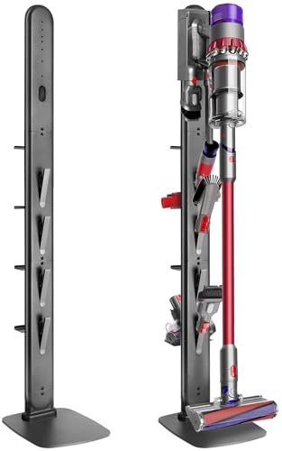 JUPELI Staubsauger Ständer für Dyson V16/Gen5/V15/V12, 4 Ablagen | Metallhalterung mit 4 Haken und 4 Ablagen, kein Bohren, versteckte Kabelführung, für V11/V10/V8/V7/V6