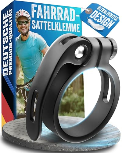 Liebdorf® Fahrrad Sattelklemme mit Schnellspanner für Fahrradsattel - 31,8 und 34,9 Sattelstutzklemme aus Aluminium - Schwarz/Silber (Schwarz, 34.9mm)
