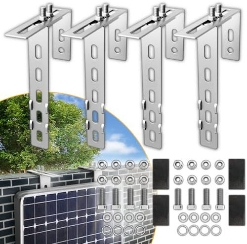 4x flexibel Balkonkraftwerk Halterung Balkon eckig mit 3mm Edelstahl 304