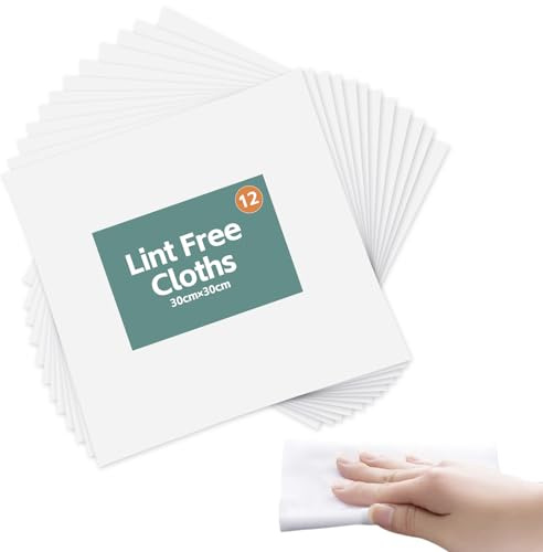 Lyqaq 12Pcs Lint Free Cloths for Oiling Wood, Reusable Lint Free Cloth Cleaning Cloths 30x30cm, 11.8×11.8inch, Soft Tack Cloths Wipes for Screen Cleaning, Glass, Car Use and Dust Removal, Durable