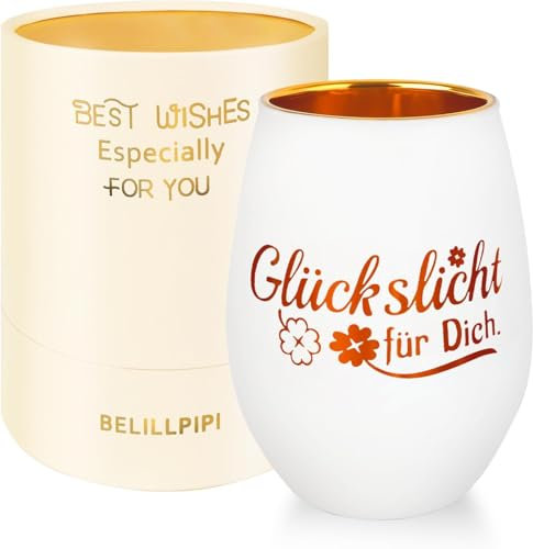 Glückslicht Windlicht mit Gravur, Personalisierte Kerze,Glückskerze Teelichthalter aus Glas - Gravierte Geschenke Frauen, Geburtstag, Weihnachten, Taufe und Konfirmation