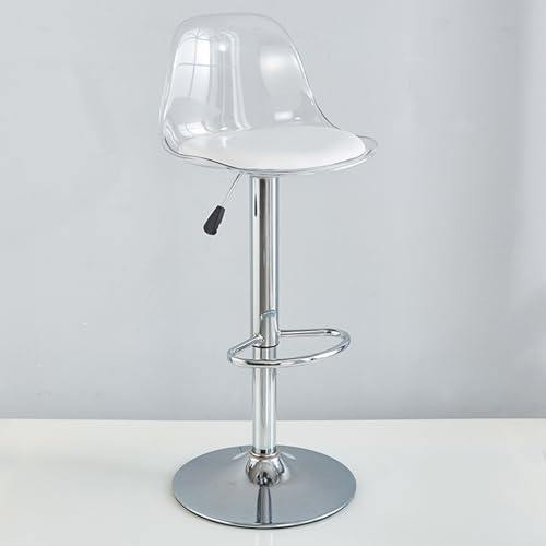 AKPHBKFG Sgabello da bar singolo regolabile, girevole per la colazione con schienale e poggiapiedi, sgabello da bar in plastica, moderno e semplice, girevole e sollevabile Transparent,Tall