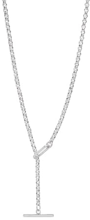 Treasure Bay Chunky 925 Sterling Silver Rolo Chain Necklace for Women and Men, 20-Inch Heavy Toggle Clasp Necklace, Bold Minimalist Statement Jewellery