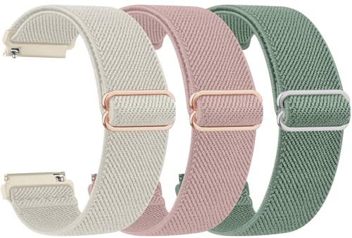 Amzpas 3 Stück Elastische Uhrenarmbänder 22mm 20mm 18mm Armband, Schnellverschluss, Verstellbare Nylon Armbänder, Bequemer Sport Ersatzarmband Damen Herren