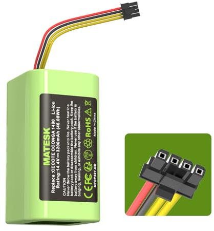 14.4V 3200 mAh Batería Compatible con Cecotec Conga 1290 1390 1490 1590 para Bagotte BL509 Bona18650-mf1 para Proscenic P1 KA760 780T 790T Robot Aspiradora