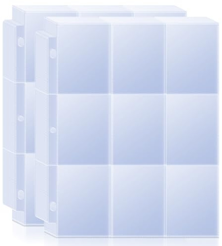 900-Taschen-Sammelkarten-Hüllen, seitlich zu befüllende 9-Taschen-Kartenschutzhüllen für 3-Ring-Ordner, Kartenhalter-Hüllen für Baseball-, Sport-, MTG-, TCG- und Standardkarten