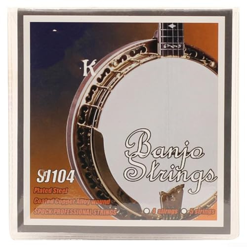 YJDOORPLAY Set of 4 Banjo Strings, Stainless Steel and Copper Alloy Wound for Great Resonance and Smooth Play