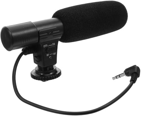 MUCKLILY Microfono per Fotocamera DSLR e Camcorder Microfono Intervista Stereo ad Alta Sensibilità con Ampio Angolo di Rilevamento Compatibile con Smartphone e Videocamere Registrazione