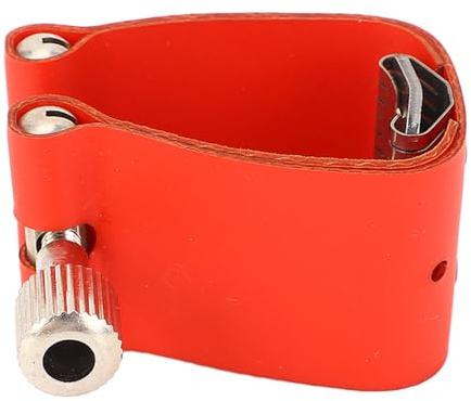 RiToEasysports Blattschraube für Altsaxophon, Blattschraube für Saxophon-Mundstück, Lederband mit Einstellschraube, Rot
