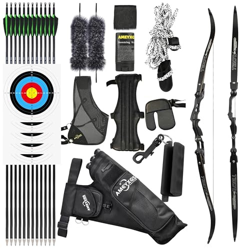 62 ILF Recurvebogen-Set mit Pfeilen für Rechtshänder - 40/50 lbs Abnehmbarer Bogengriff, Outdoor Jagdbogen für die Jagd und das Bogenschießen