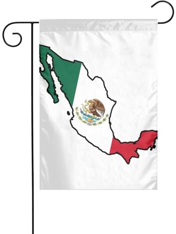 Bandiera del Messico con stampa di mappa 30,5 x 45,7 cm, bandiera verticale su entrambi i lati, bandiera decorativa per interni ed esterni, bandiere da giardino