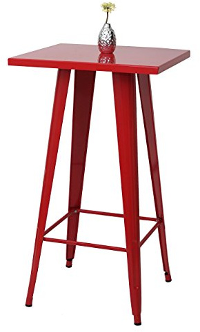 Mendler Stehtisch HWC-A73, Metall Industriedesign 105x60x60cm - rot | Bistrotisch, Bartisch