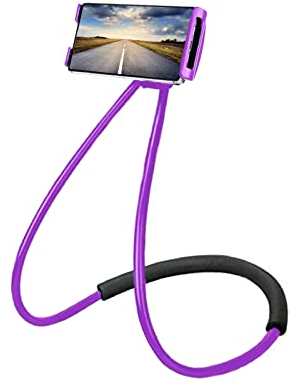 Chapter Seven Universal Smart Mobile Phone Stand,Hanging on Neck Cell Phone Mount Holder, Flexible Lazy Bracket DIY Free Rotating for Multiple Functions (Purple)