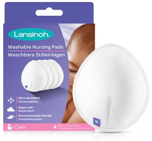 Lansinoh I Coussinets d'allaitement lavables 4 Pc, Polyester