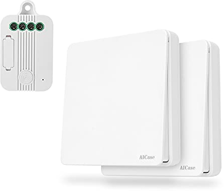 AICase Interruttore Luce Senza Fili, Interruttore Luci Mobile + Ricevitore a relè Radio Telecomando Fino a 600 Metri On/Off Switch Wireless per Lampade e Apparecchi Elettrici, No WiFi, No App