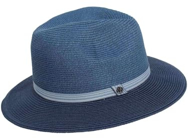LOEVENICH Damen Fedora aus Papier mit andersfarbiger Krempe in One Size - Sommerlich erfrischend Ibiza Blue